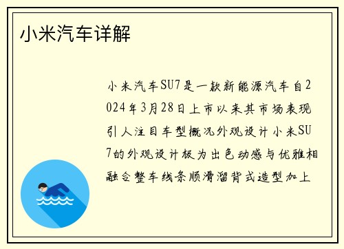 小米汽车详解