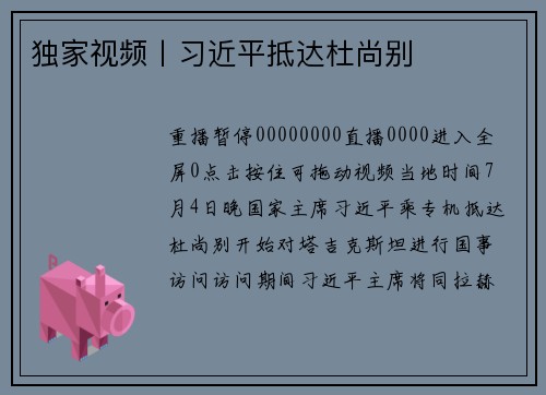 独家视频丨习近平抵达杜尚别