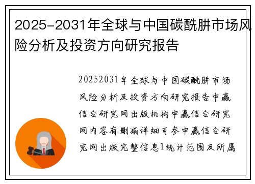 2025-2031年全球与中国碳酰肼市场风险分析及投资方向研究报告